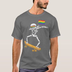 T-shirt Costume de skateboard squelette LGBT Dab pour Hall