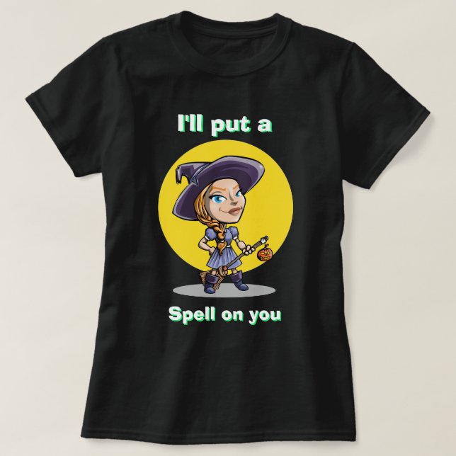T-shirt Costume de sorcière d'Halloween JE VAIS VOUS DONNE (Design devant)