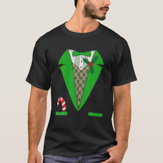 T-shirt Costume De Tuxedo Vert Drôle Pour Noël De Noël