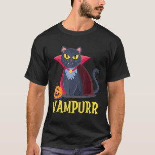 T-shirt Costume d'Halloween de chat vampire mignon Vampurr