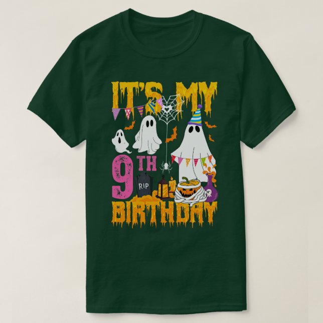 T-shirt Costume d'Halloween du Citrouille du Fantôme 9e an (Design devant)