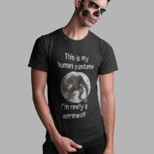 T-shirt Costume d'Halloween Humain Pleine Lune Loup-Garou