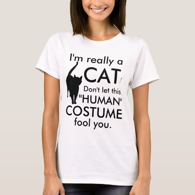 T-shirt Costume drôle de chat, femmes de Halloween (Devant)