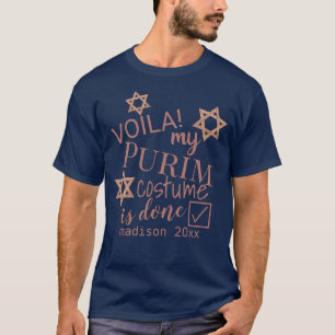 T-shirt Costume drôle nommé de Magen David Purim d'or rose