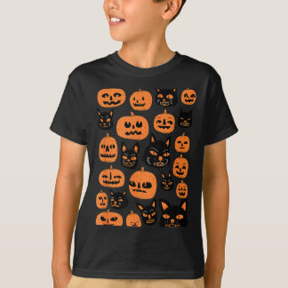 T-shirt Costume Halloween Chat Noir Citrouille Rétro Vinta