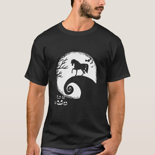 T-shirt Costume Halloween Cheval Et Lune Drôle (Devant)