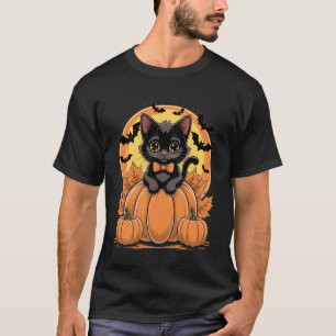 T-shirt Costume Halloween Citrouille Chat Noir Rétro Autom