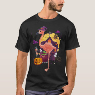 T-shirt Costume Halloween Citrouille sorcier Flamant rose 