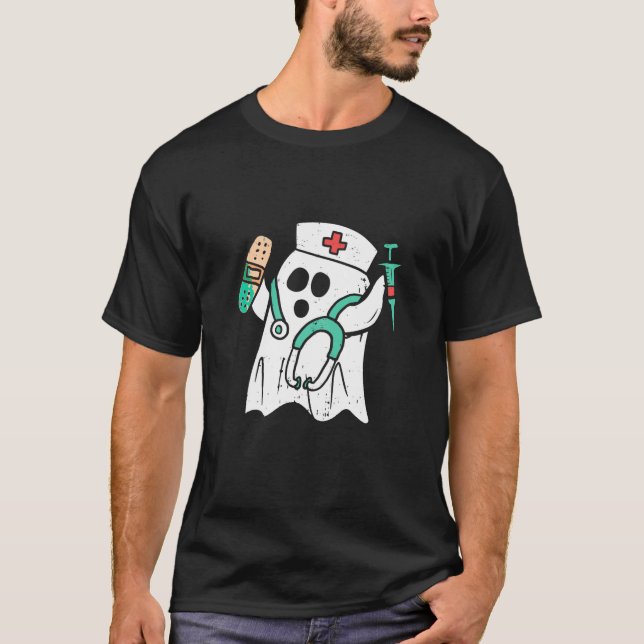T-shirt Costume Halloween Fantôme D'Infirmière Drôle Pour  (Devant)