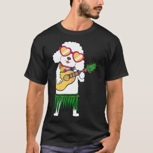 T-shirt Costume hawaïen de caniche Jouer Ukulele Gif d'été