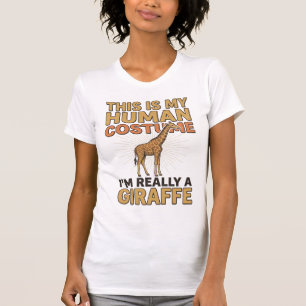 T-shirt Costume Humain de Girafe Drôle Gravure Vintage T-S