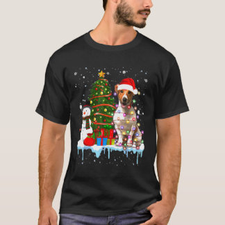 T-shirt Costume Jack Russell Père Noël Éclairage Casquette