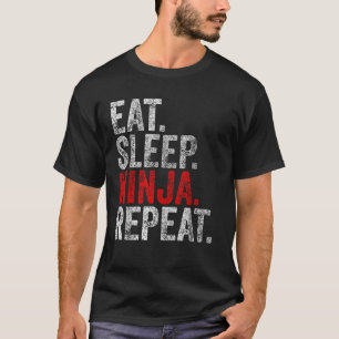 T-shirt Costume Ninja Martial amusant Manger Sleep Ninja R