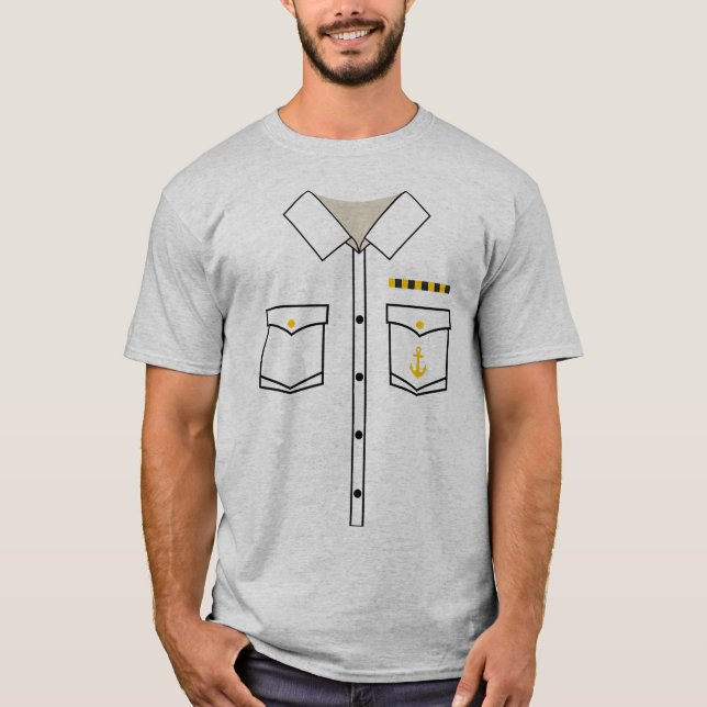 T-shirt Costume Uniforme Capitaine de bateau Halloween (Devant)