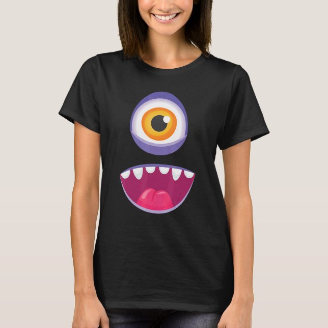 T-shirt Costume visage monstre Halloween Enfants Adultes 4 (Devant)