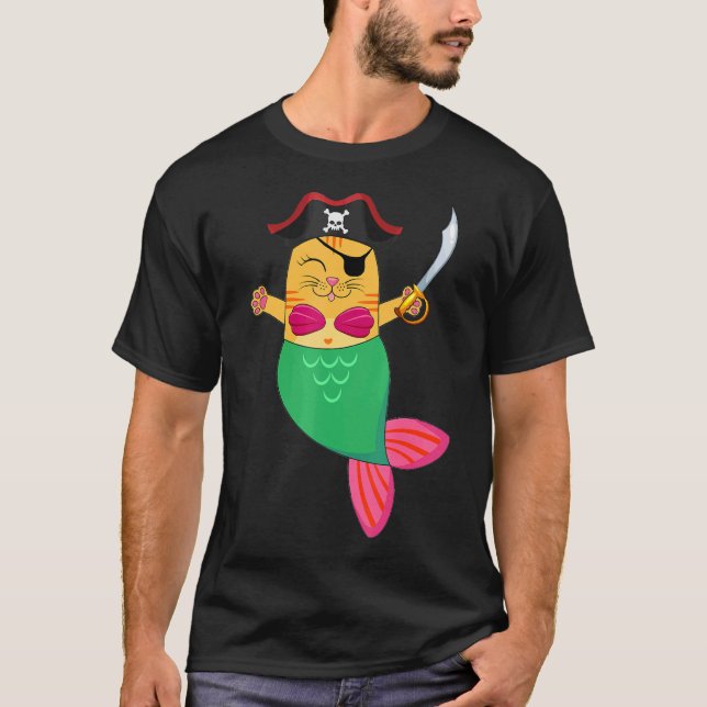 T-shirt Costumes D'Halloween Sirène Pirate Chat Pour Femme (Devant)