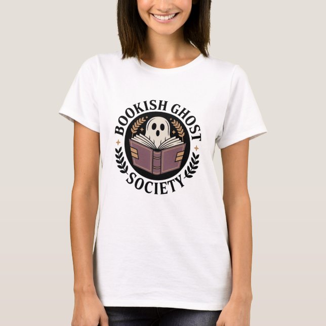 T-shirt Cosy Cream Badge Bookish Ghost (Devant)
