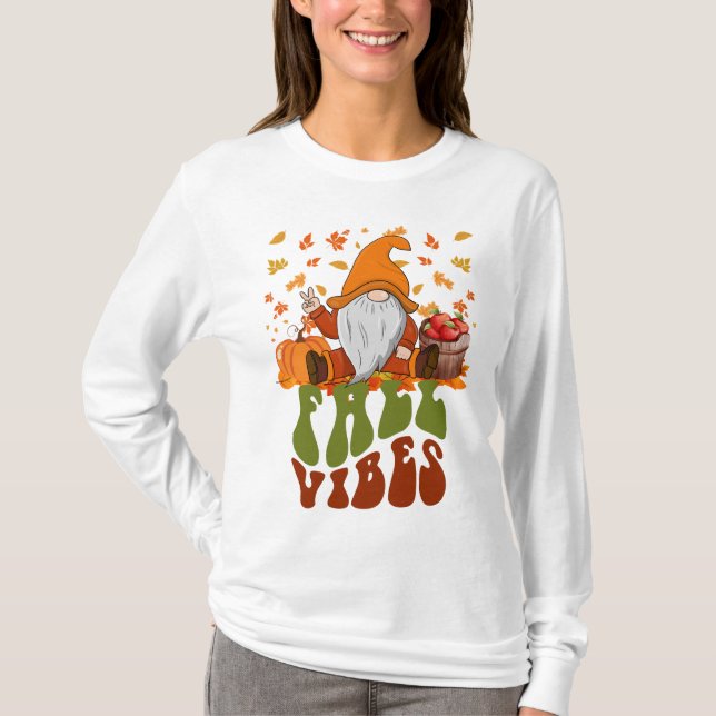 T-shirt Cosy Fall Vibes Saison Gnome Graphisme Chemise (Devant)