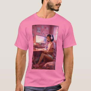T-shirt "Cosy Lofi Vibes : mignonne fille dans Pastel Have