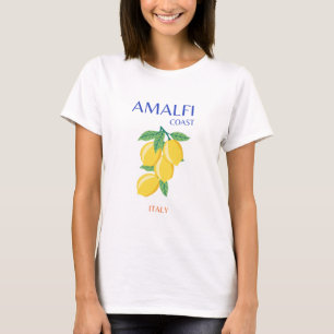 T-shirt Côte d'Amalfi, Italie, Art Voyage, Pastel, Orange