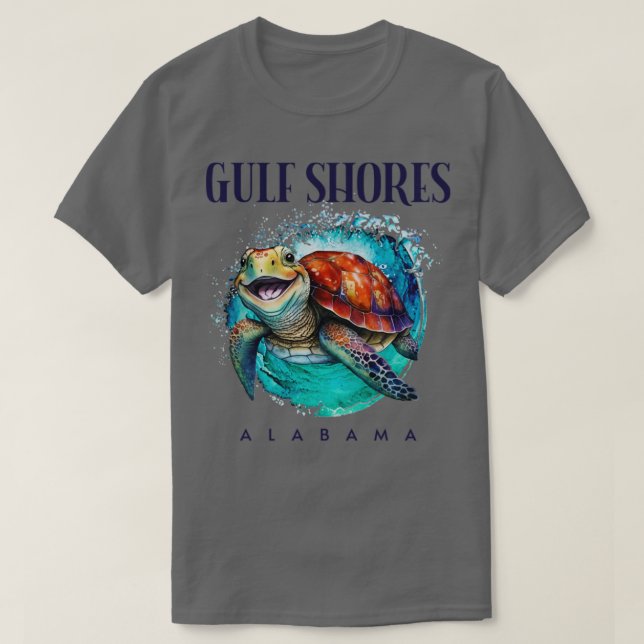 T-shirt Côte du Golfe Alabama Aquarelle Joyeuse tortue de  (Design devant)