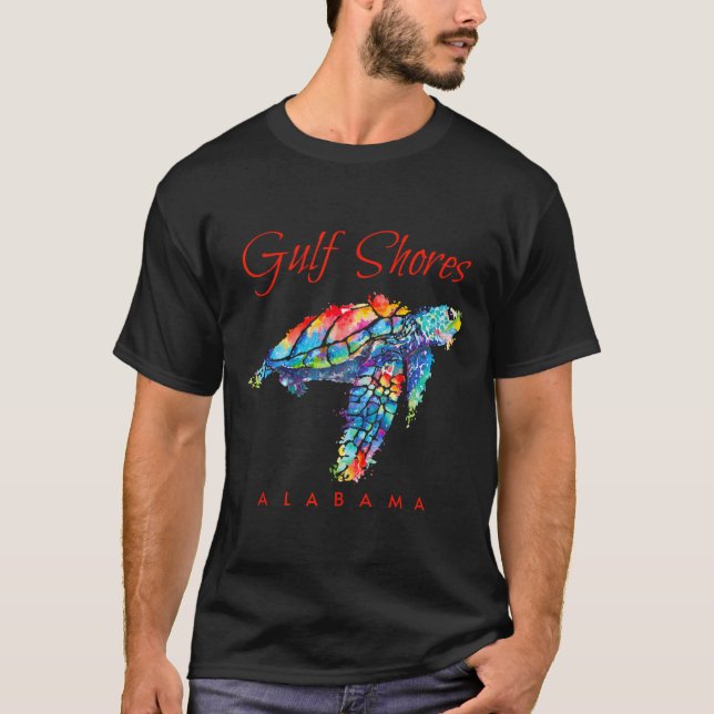 T-shirt Côte du Golfe Alabama Aquarelle Tortue de mer (Devant)
