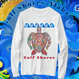 T-shirt Côte du Golfe Alabama Tortue de mer en mosaïque co
