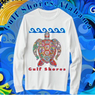 T-shirt Côte du Golfe Alabama Tortue de mer en mosaïque co