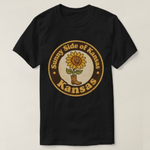 T-shirt Côté ensoleillé du Kansas_ Tournesol avec bottes A