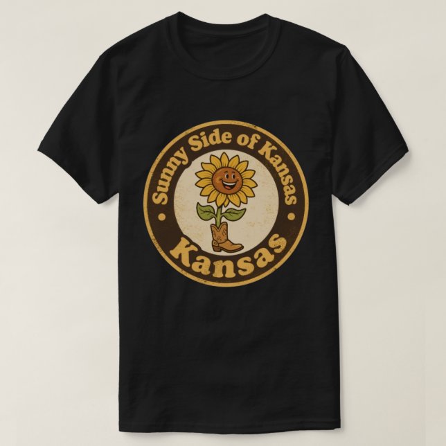 T-shirt Côté soleil du Kansas_ Tournesol avec Bottes Artwo (Design devant)