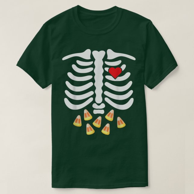 T-shirt Côtes de squelette Malbouffe Ventre Maïs en bonbon (Design devant)
