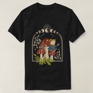 T-shirt Cottagecore Grenouille Champignons Céleste Phase L