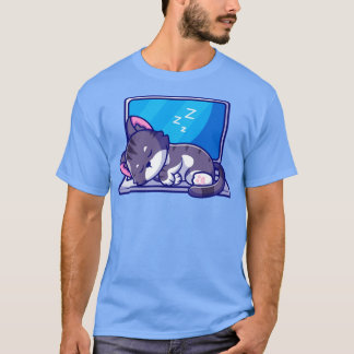 T-shirt Couchage de chats mignon sur le dessin de portable