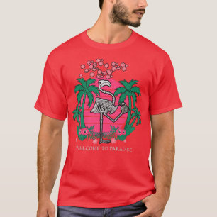 T-shirt Coucher de soleil 90 Vaporwave Kanji Squelette Fla
