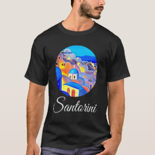 T-shirt Coucher De Soleil À Santorin Grèce Peinture 2