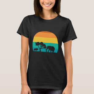 T-shirt Coucher De Soleil Africain Avec Elephant Et Gnu Re