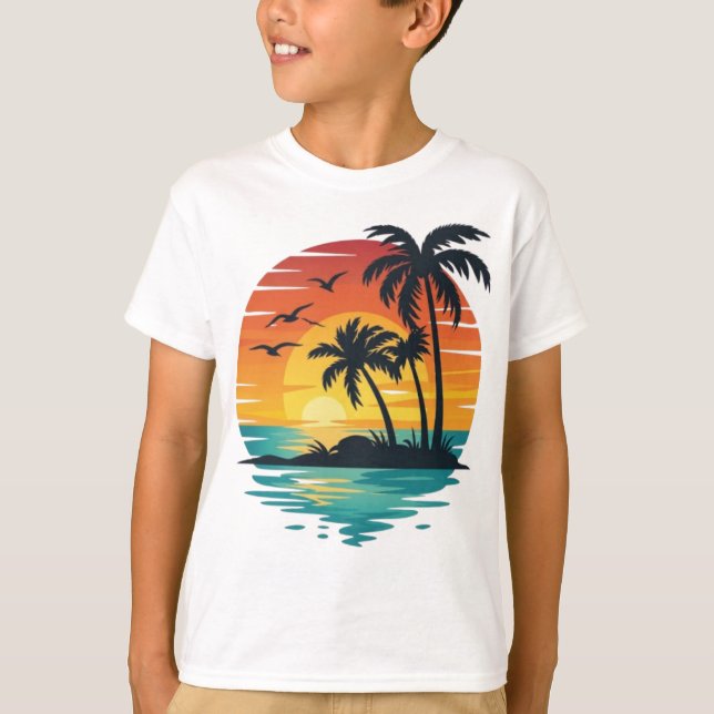 T-shirt Coucher de soleil au paradis (Devant)