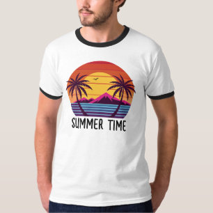 T-shirt Coucher de soleil avec vecteur de palmiers