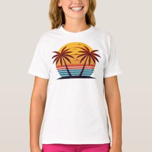 T-shirt Coucher de soleil avec vecteur de palmiers
