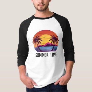 T-shirt Coucher de soleil avec vecteur de palmiers