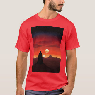 T-shirt Coucher de soleil binaire de Vader vintage rétro