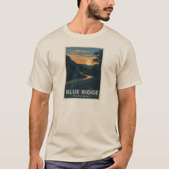 T-shirt Coucher de soleil de Blue Ridge Parkway (Devant)