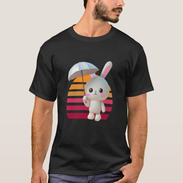 T-shirt Coucher de soleil de Bunny Umbrella (Devant)