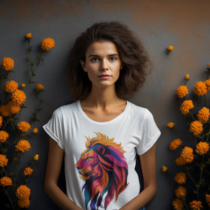 T-shirt Coucher de soleil de lion Art numérique moderne mu
