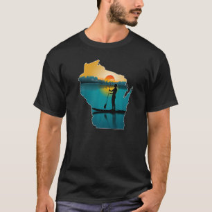 T-shirt Coucher de soleil de paddleboard du Wisconsin