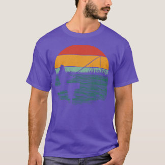T-shirt Coucher de soleil de pêche rétro
