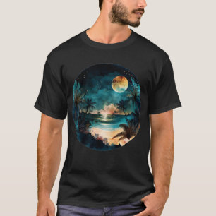 T-shirt Coucher de soleil de plage d'aquarelle exotique