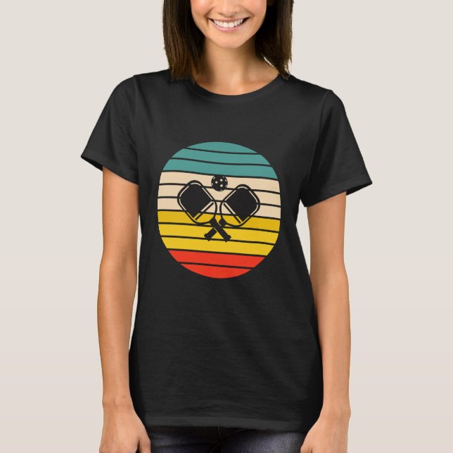 T-shirt Coucher de soleil des femmes Cool de Pickleball Re (Devant)