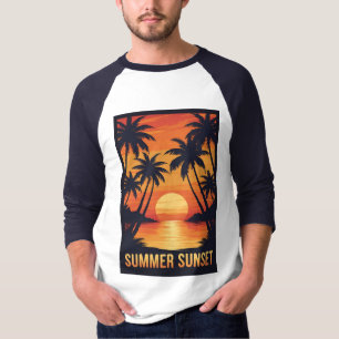 T-shirt "Coucher de soleil d'été – Graphisme de plage aux