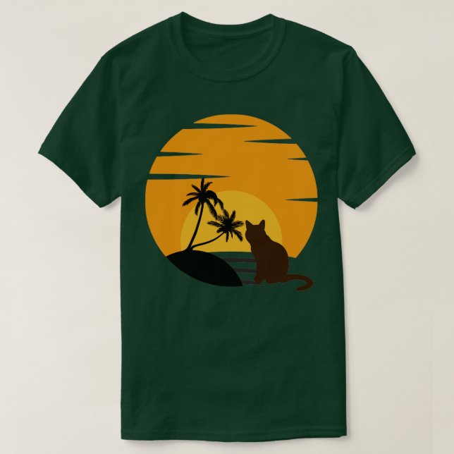T-shirt Coucher de soleil d'observation de chats1 (Design devant)